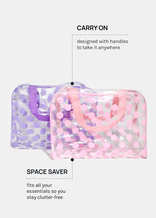 AOA Makeup Travel Tote - Purple Dots