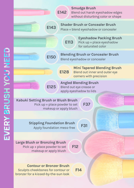 AOA 10-Piece Rainbow Brush Set + Cloud Travel Bag