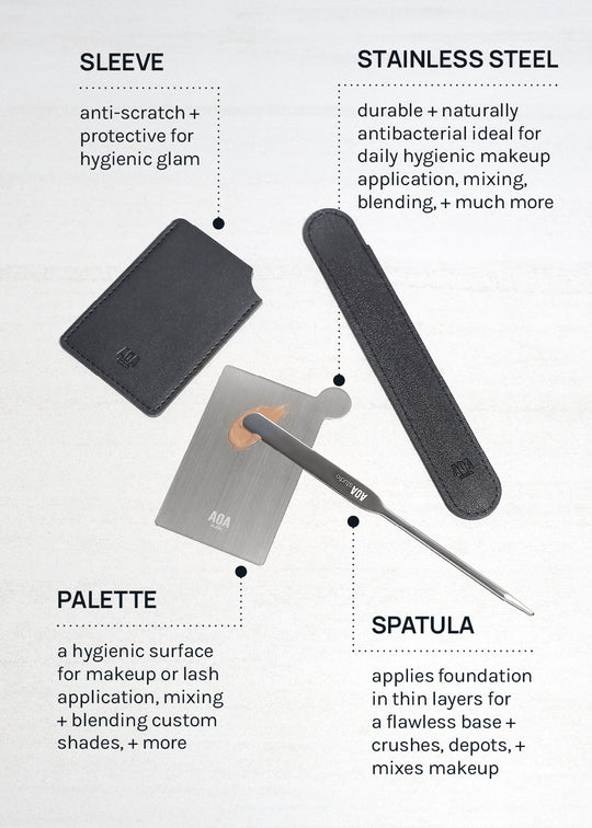 AOA Stainless Steel Mixing Palette and Spatula with Protective Sleeve - Pink Set