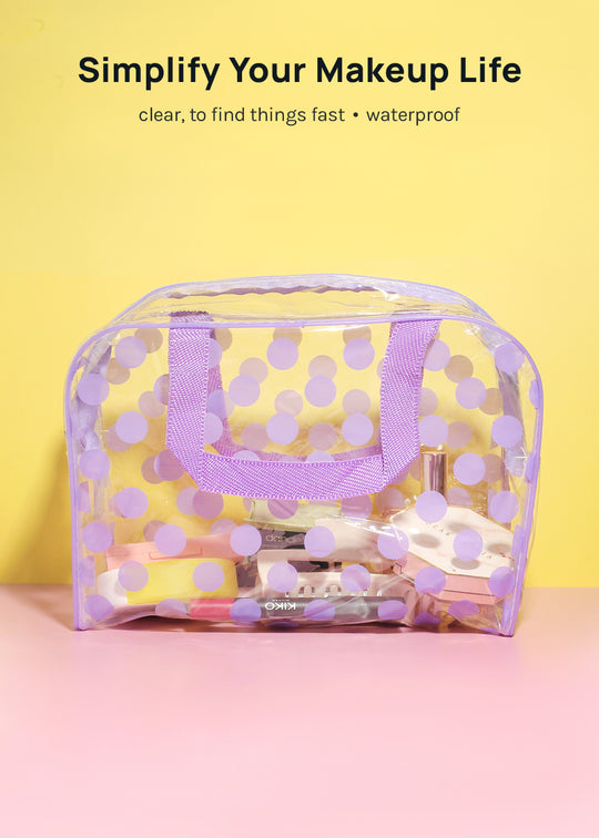 AOA Makeup Travel Tote - Purple Dots
