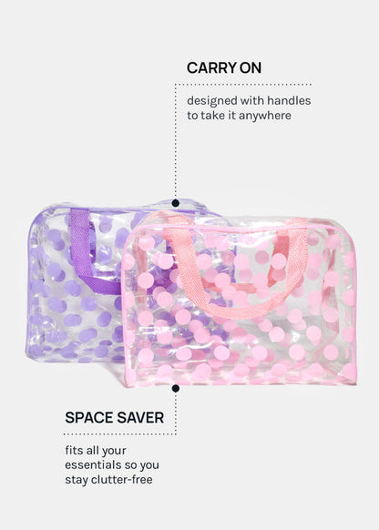 AOA Makeup Travel Tote - Purple Dots