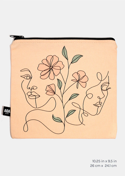 A+ Large Canvas Bag - Floral Girls Sketch