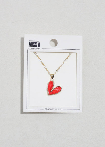 Sweetheart Necklace - Gold/Red
