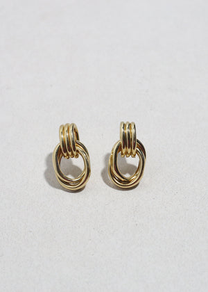 Linked Loop Stud Earrings - Gold