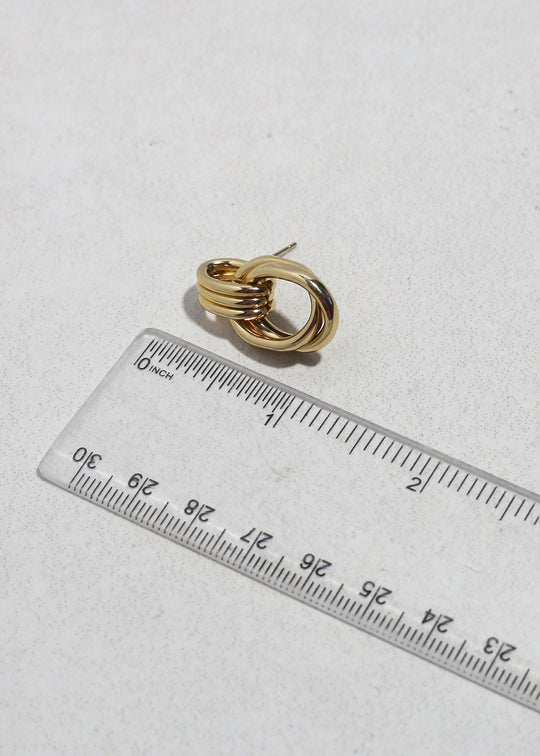 Linked Loop Stud Earrings - Gold