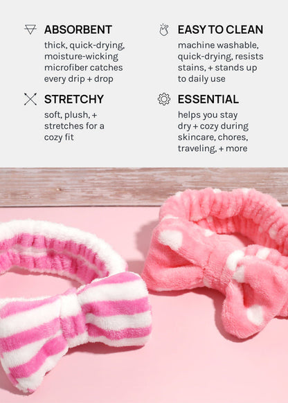 AOA Soft + Plush Headband - Pink Polka Dot