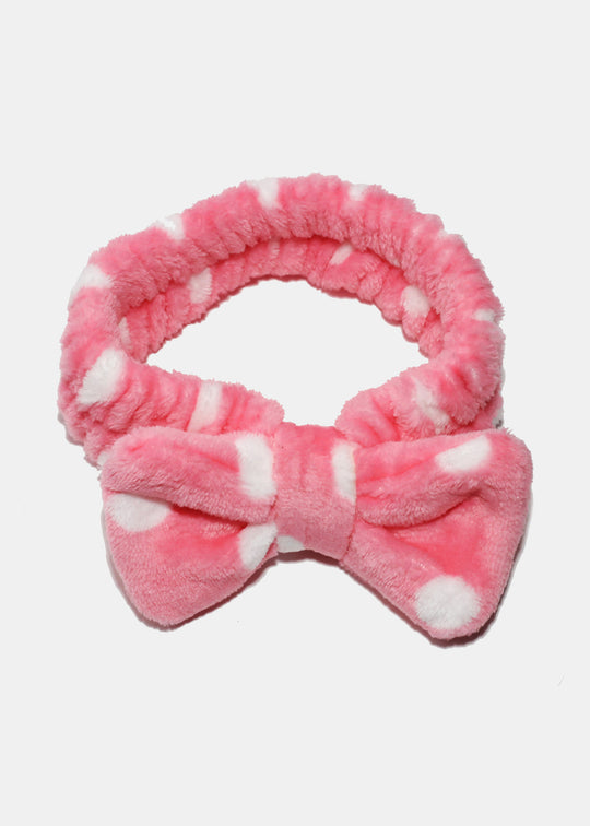 AOA Soft + Plush Headband - Pink Polka Dot