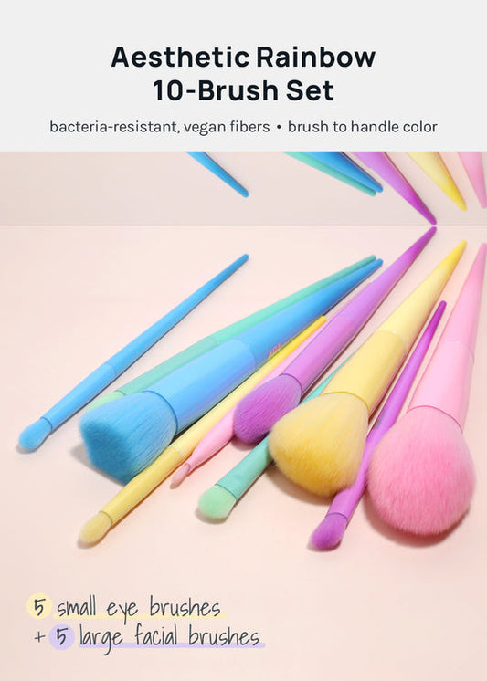 AOA 10-Piece Rainbow Brush Set + Cloud Travel Bag