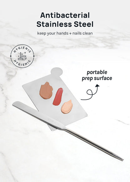 AOA Stainless Steel Mixing Palette and Spatula with Protective Sleeve - Pink Set