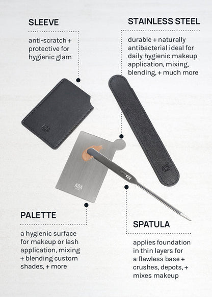 AOA Stainless Steel Mixing Palette and Spatula with Protective Sleeve - Pink Set